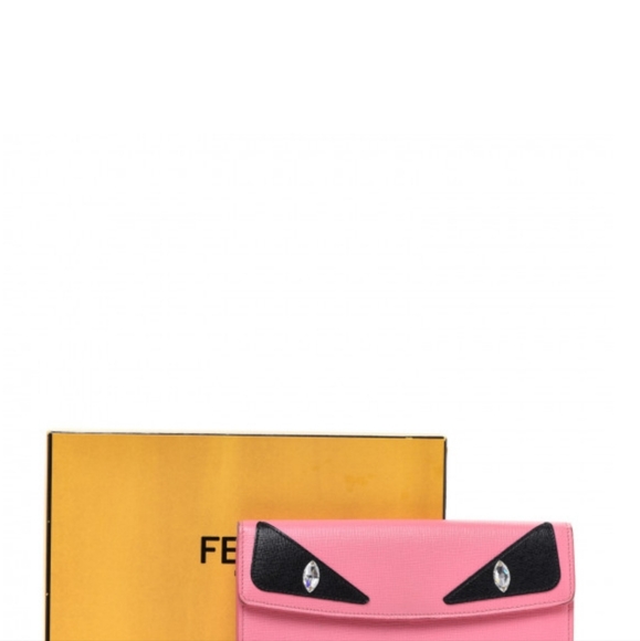 💯% AUTHENIC FENDI Vitello Elite Crystal Eye Monster Simply Continental Wallet L - Picture 14 of 14